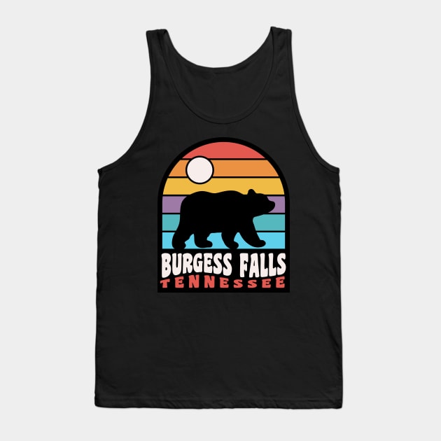 Burgess Falls State Park Hiking Tennessee Bear Retro Tank Top by PodDesignShop